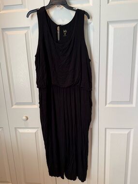 # Belle by Kim Gravel 2XP Black Sleeveless Blouson Cropped Leg Jumpsuit